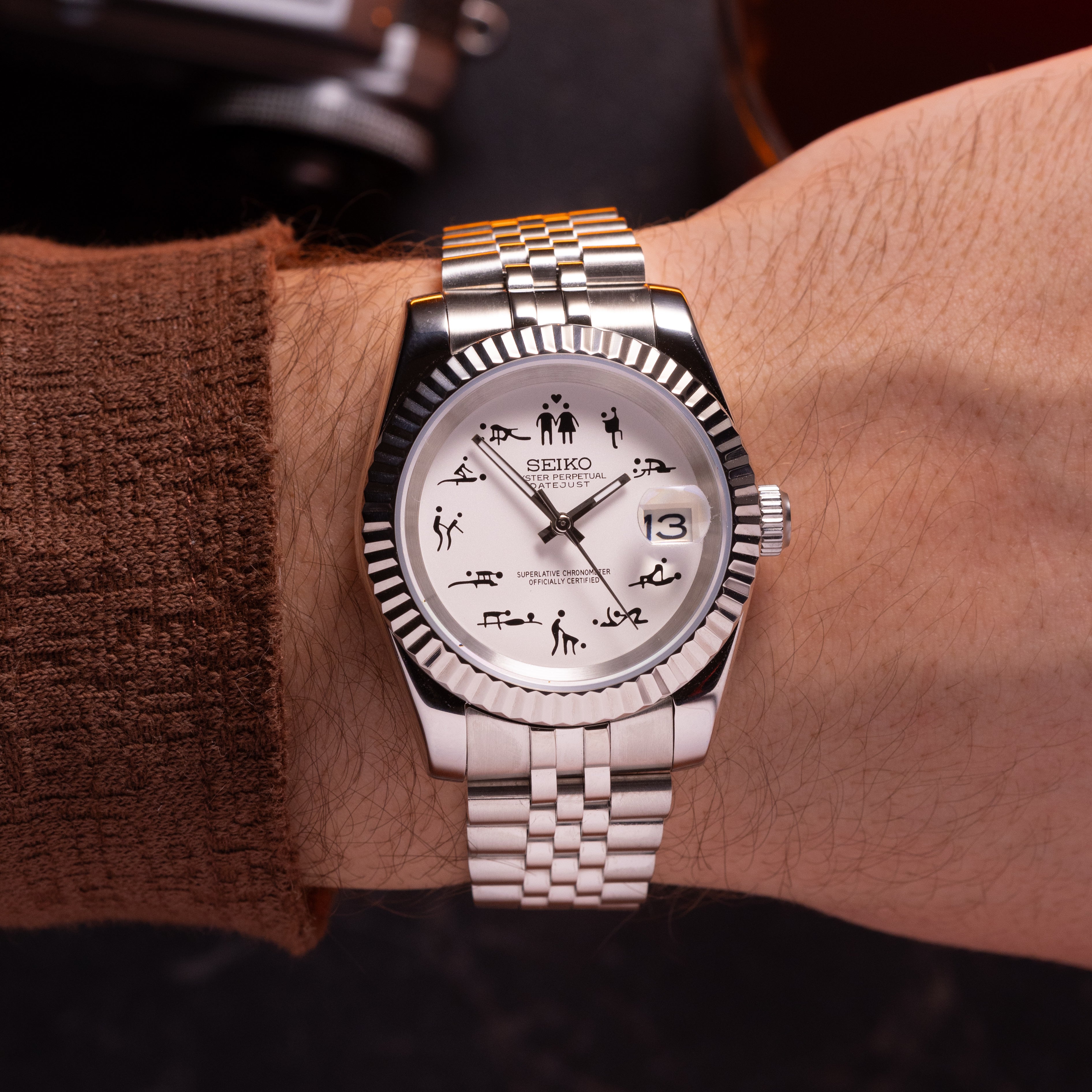 Seiko Datejust Love Poses Mod Watch with Skeleton Back
