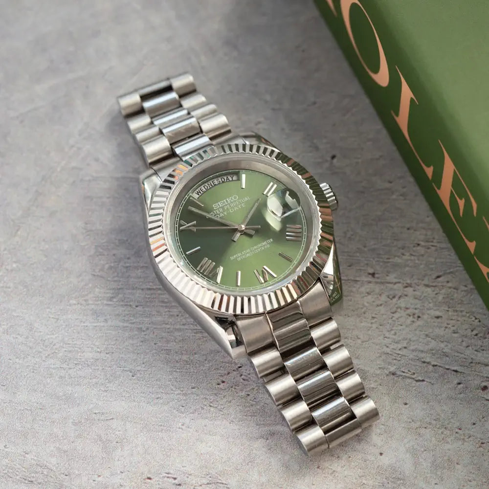 Montre Seiko Mod Oyster Perpetual Day-Date avec cadran olive